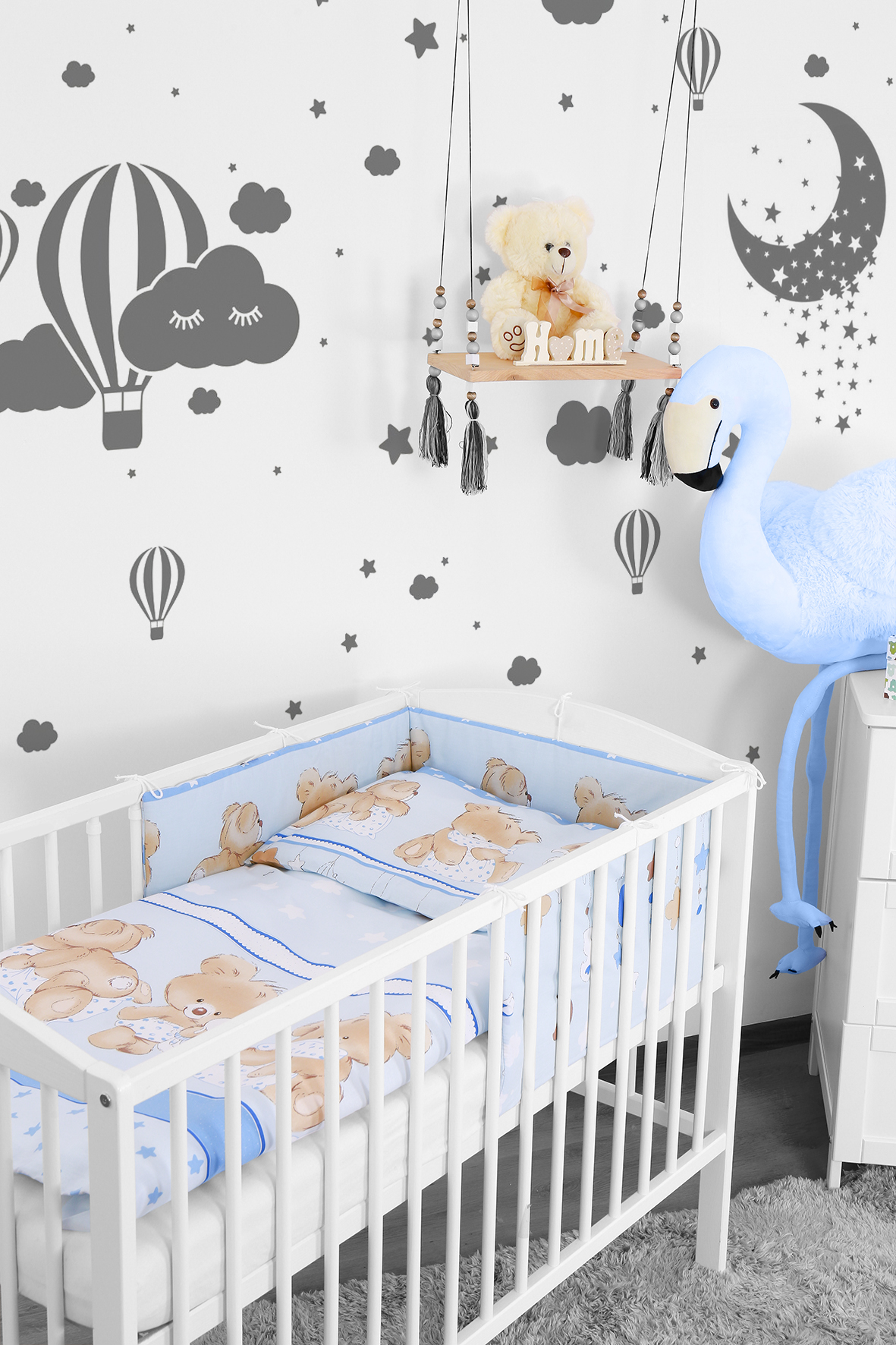 Grey-Elephant, COT Size-for Duvet 120X90 2 pc Baby Bedding Set for Cot 120X60 Or Cot Bed 140X70cm Inc Duvet Cover+Pillowcase